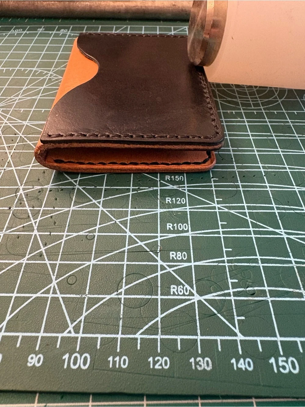 Two-Tone Brown & Tan Slim Leather Card Wallet